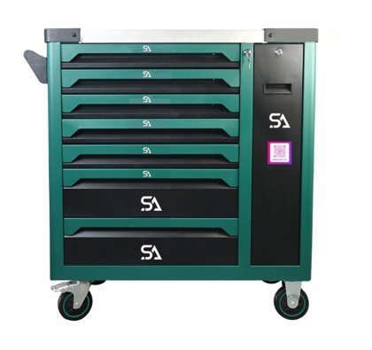 SA green tool trolley with tools