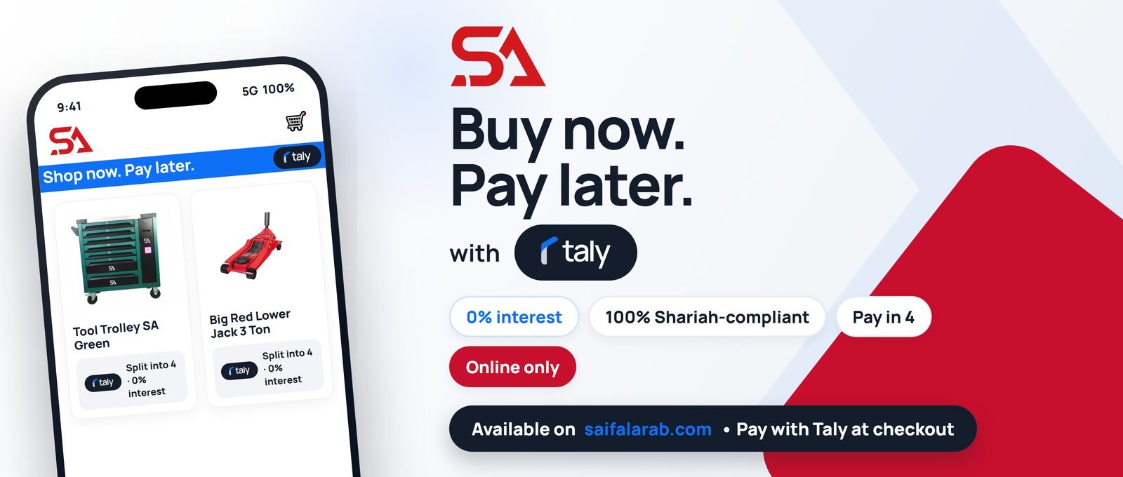 Buy now, pay later with Taly - 0% interest, Shariah-compliant, online only